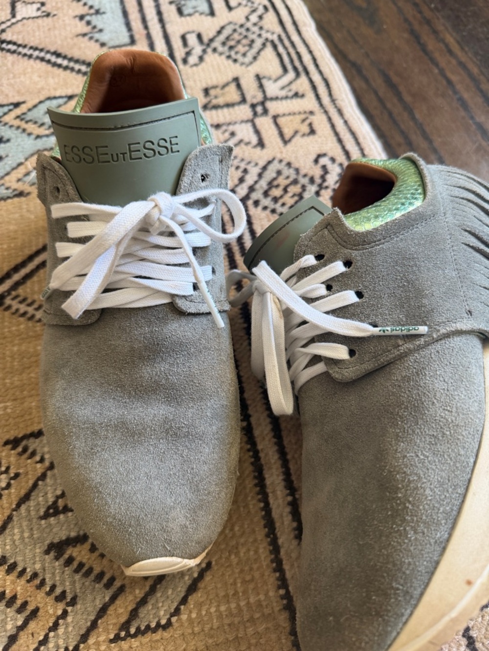 ESSUEtESSE Women's Suede Athletic Sneakers in Sage Green